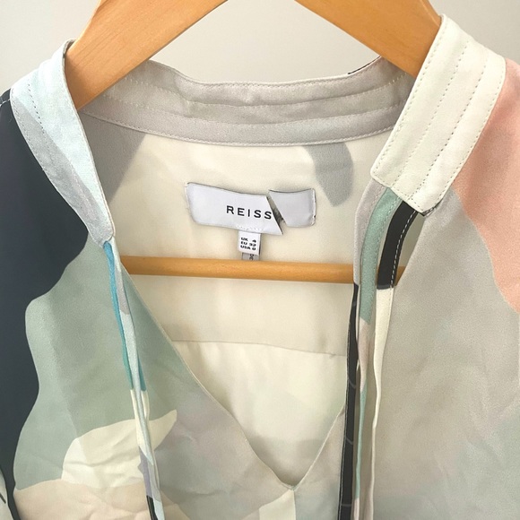 Reiss Rosa Abstract Blue Long sleeved Mini Dress - Picture 4 of 9